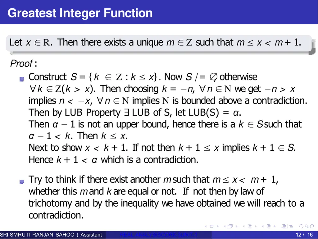greatest integer function