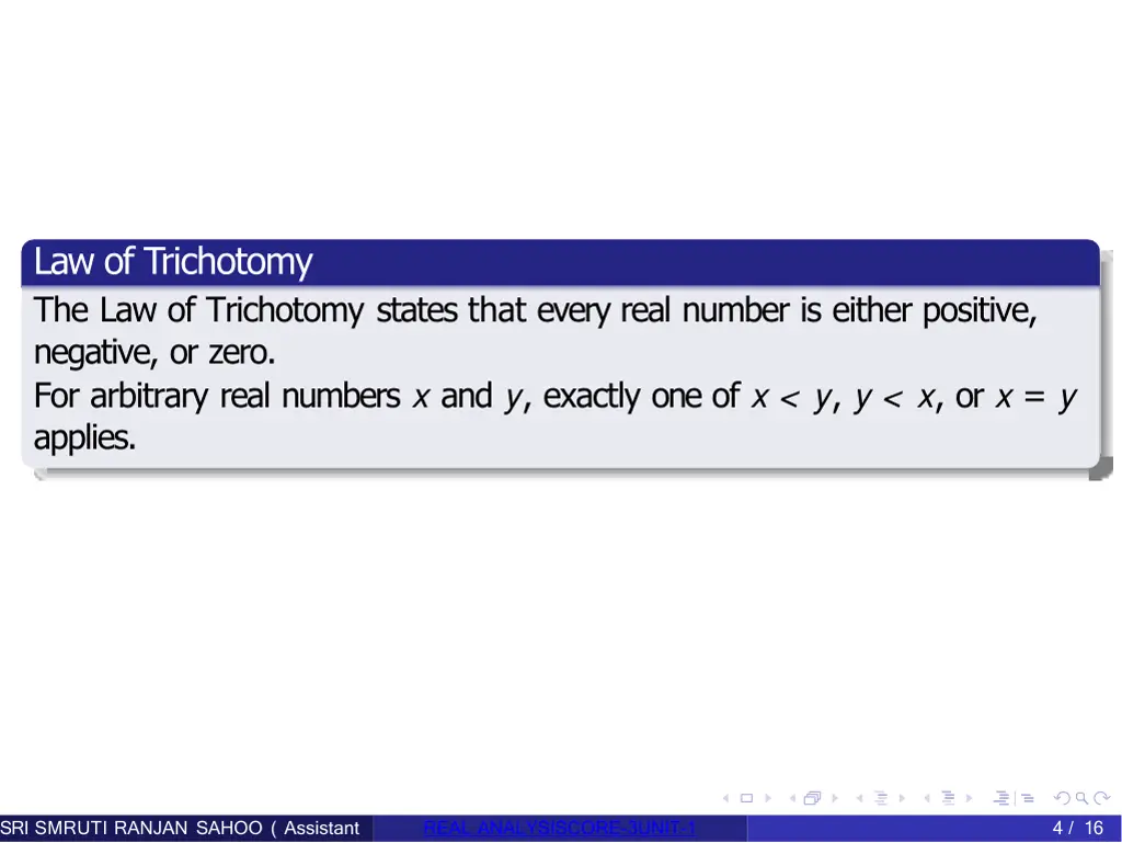 law of trichotomy the law of trichotomy states