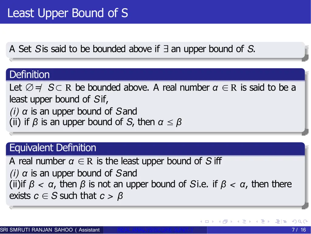 least upper bound of s