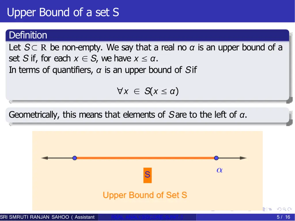 upper bound of a set s