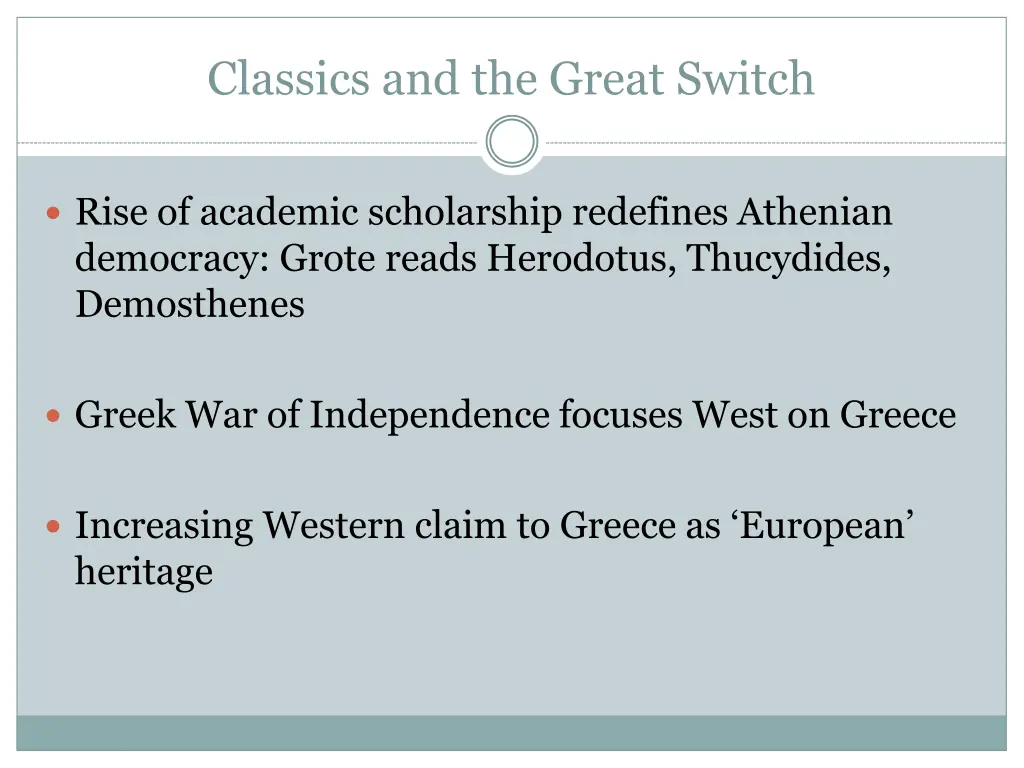 classics and the great switch