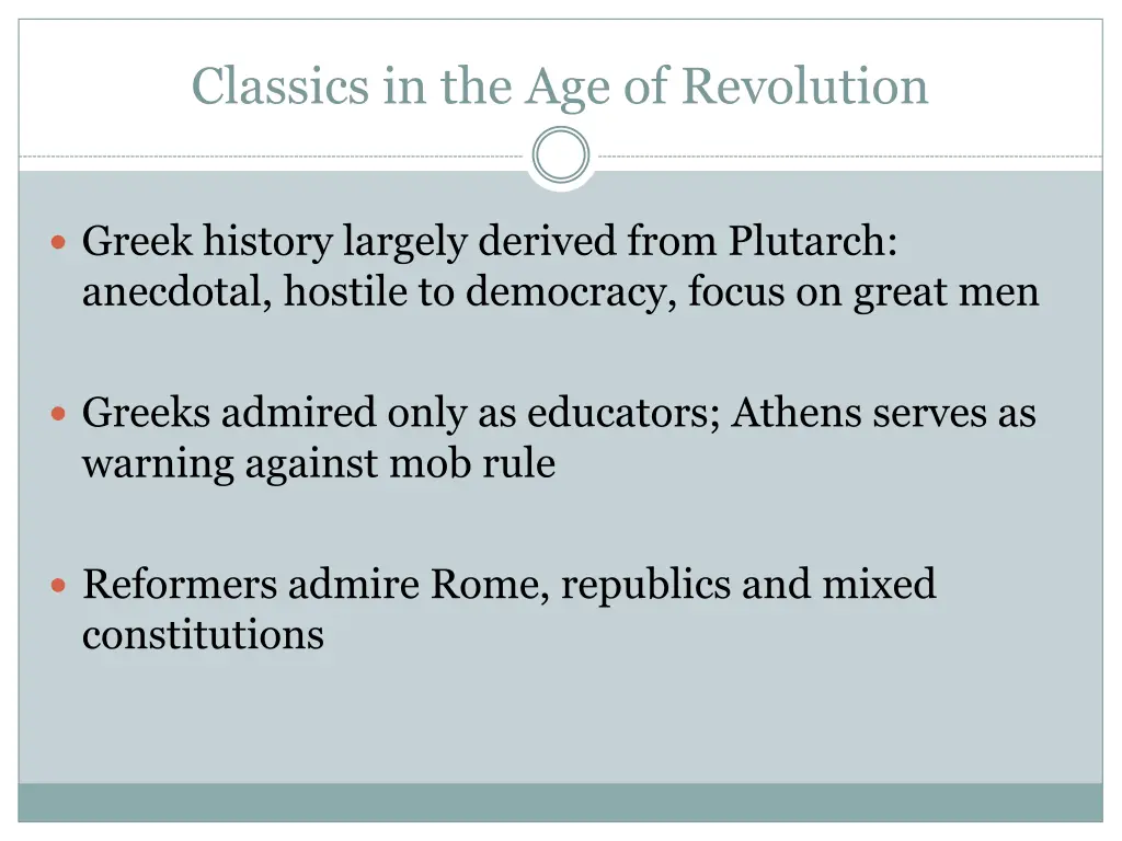 classics in the age of revolution