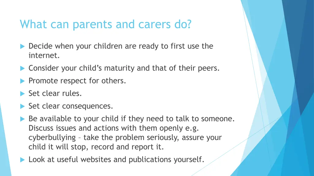what can parents and carers do