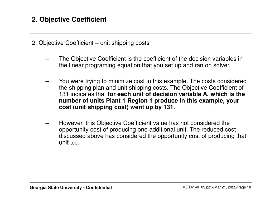 2 objective coefficient