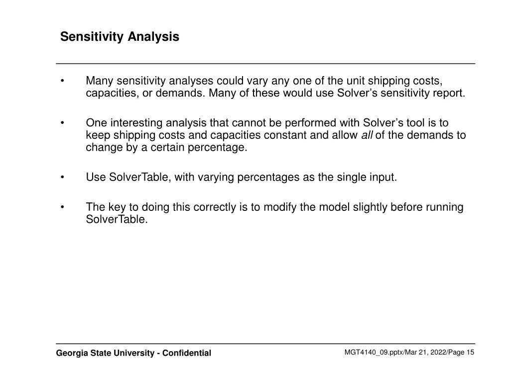 sensitivity analysis