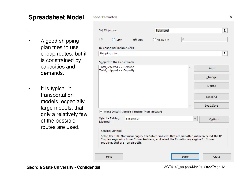 spreadsheet model 1