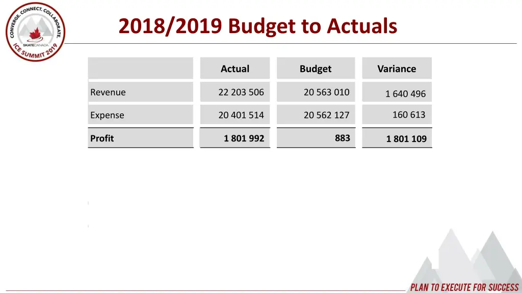 2018 2019 budget to actuals