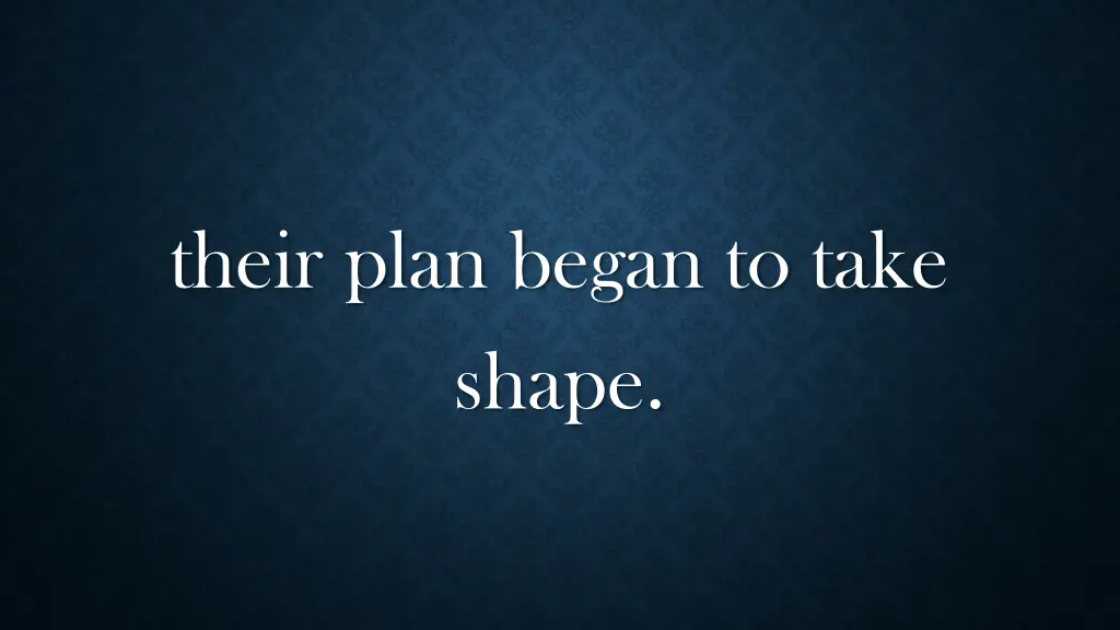 their plan began to take shape