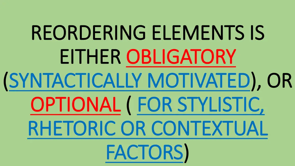 reordering elements is reordering elements
