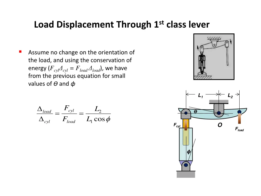 load displacement through 1 st class lever
