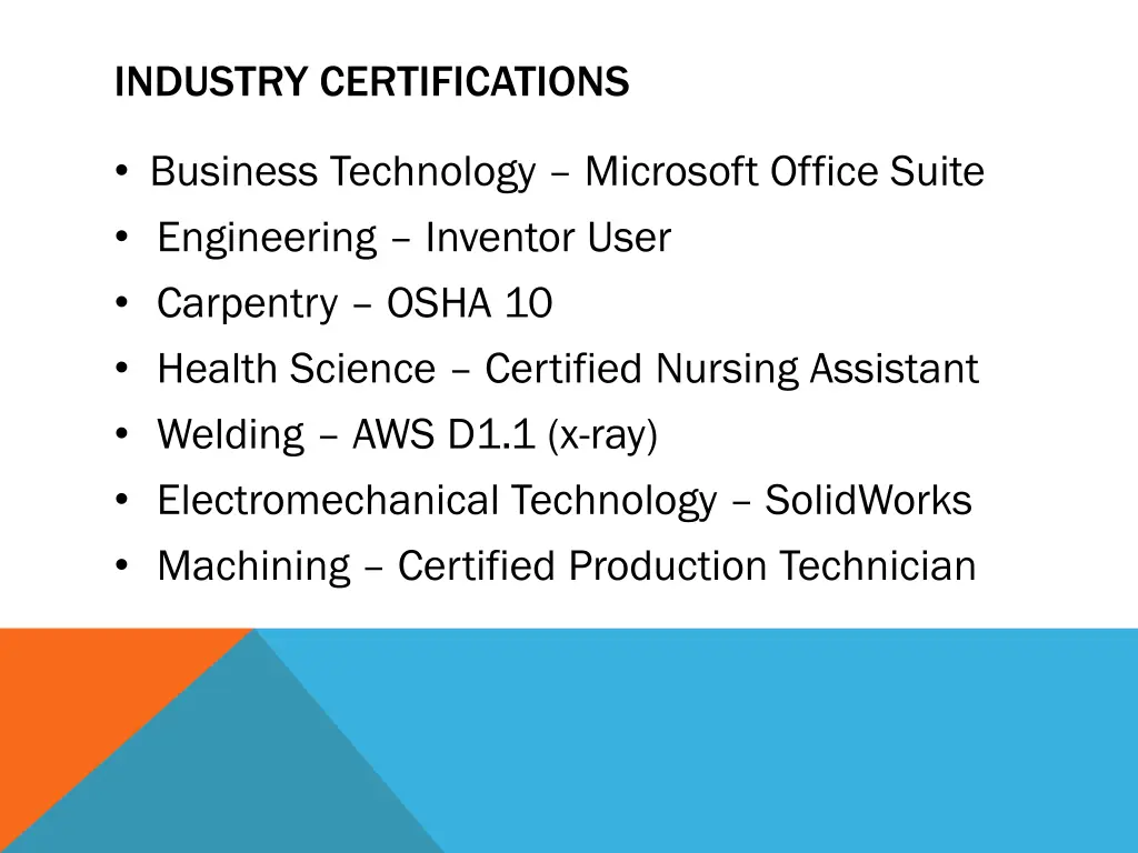 industry certifications