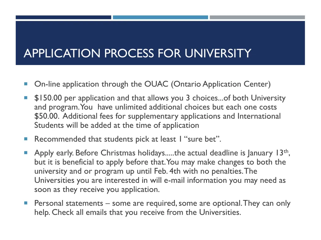 application process for university