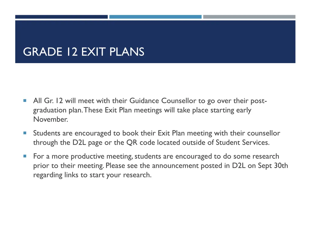 grade 12 exit plans