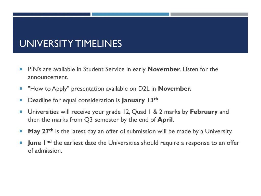 university timelines