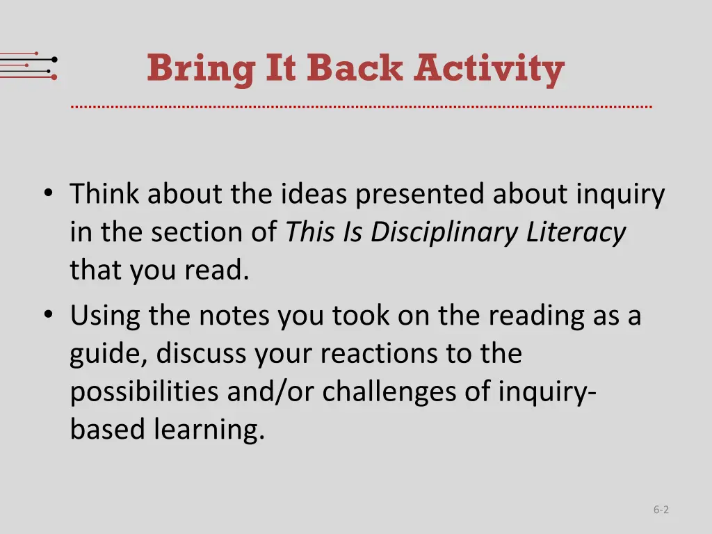 bring it back activity