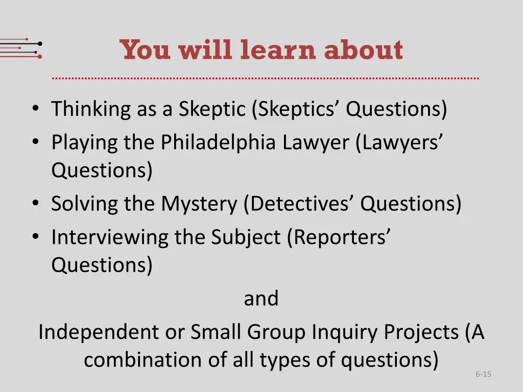 you will learn about