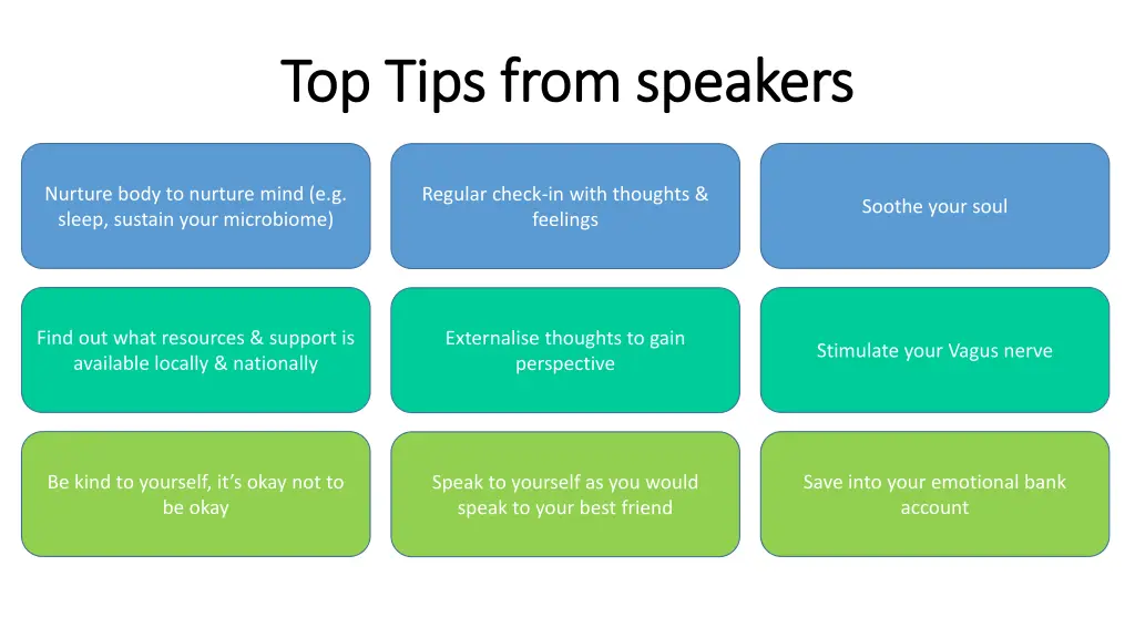top tips from speakers top tips from speakers