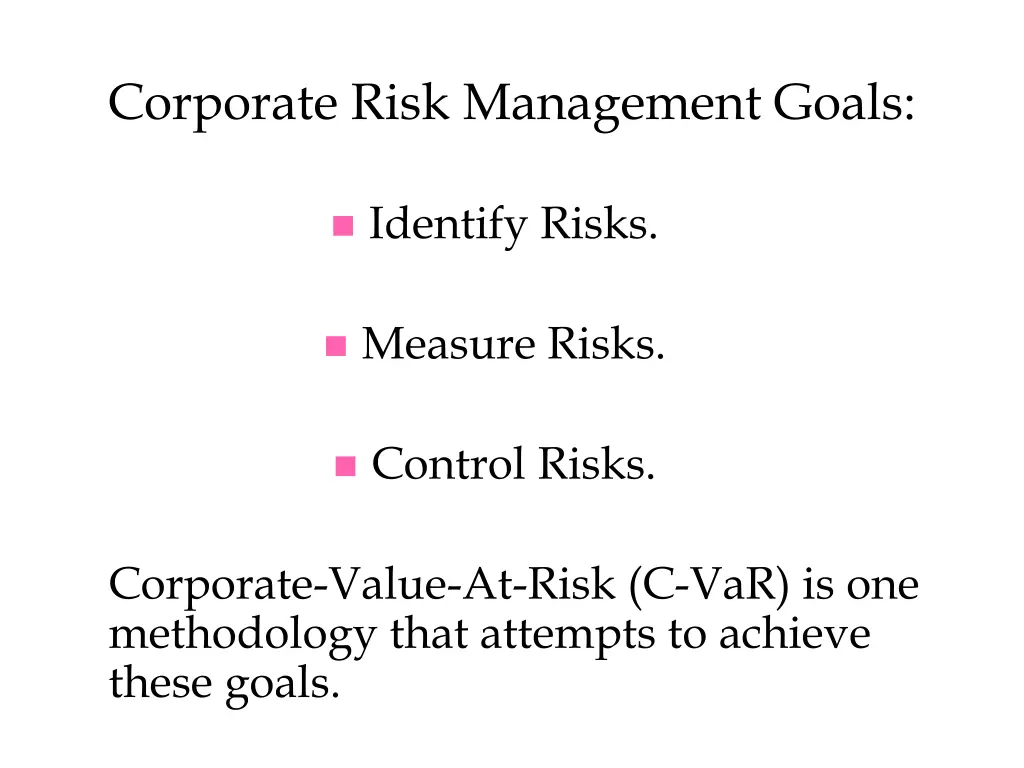 corporate risk management goals