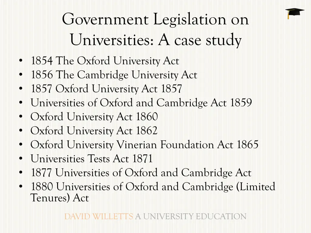government legislation on universities a case
