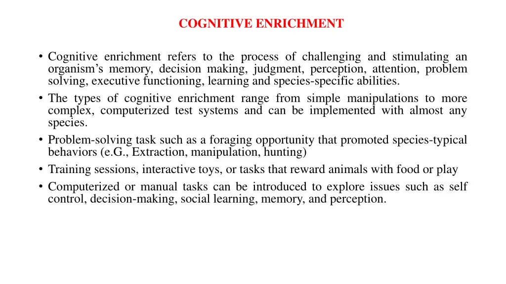 cognitive enrichment