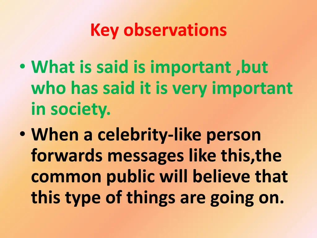 key observations