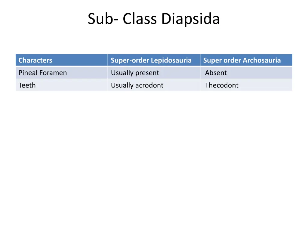 sub class diapsida