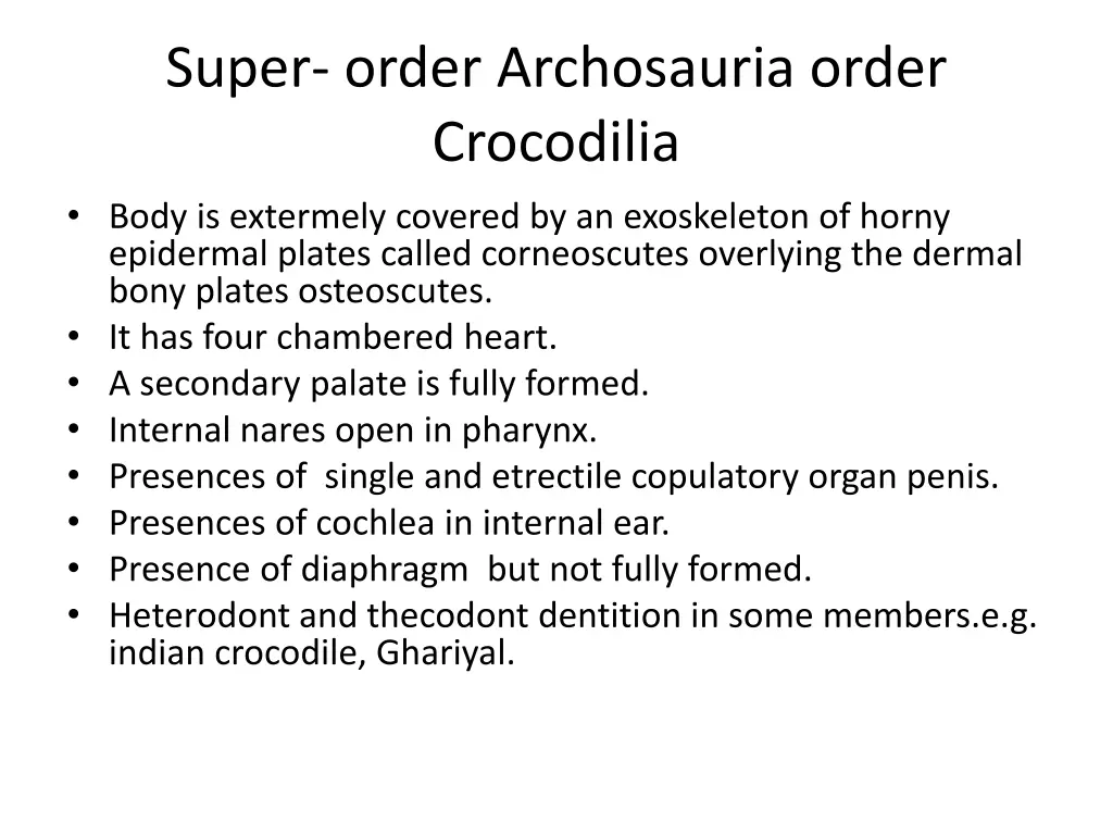 super order archosauria order crocodilia body
