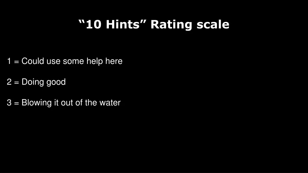 10 hints rating scale