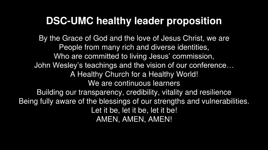 dsc umc healthy leader proposition