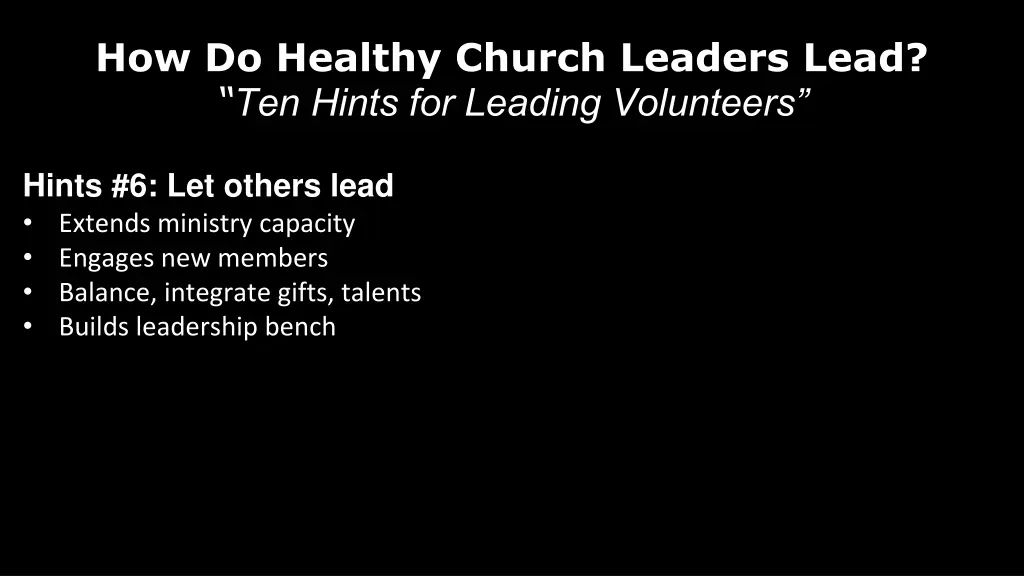 how do healthy church leaders lead ten hints 5