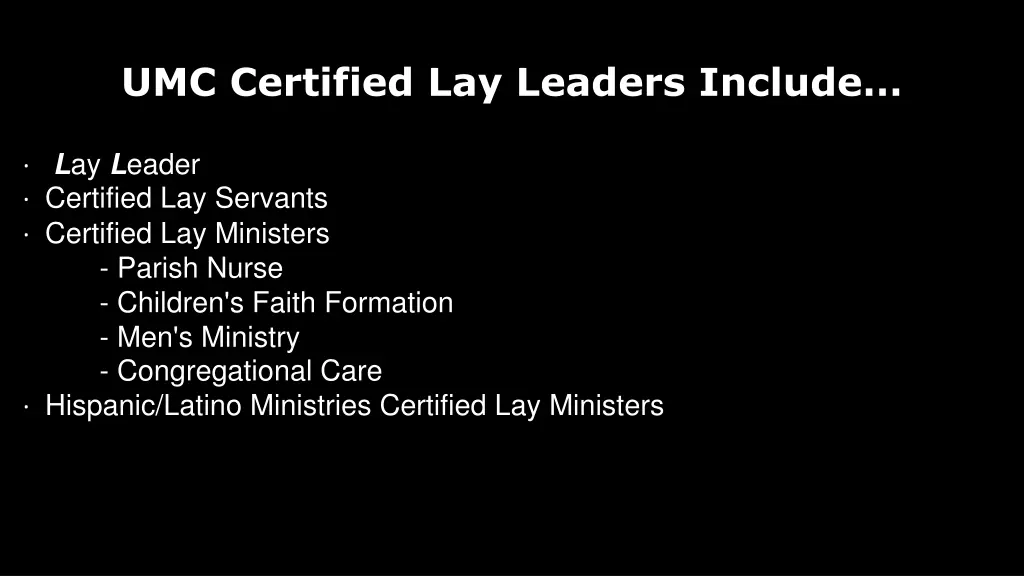 umc certified lay leaders include