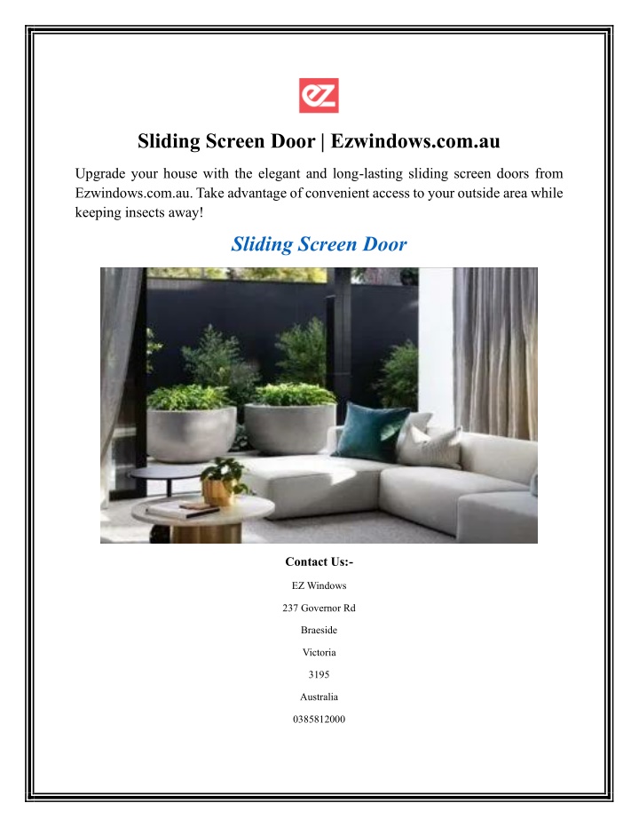 sliding screen door ezwindows com au