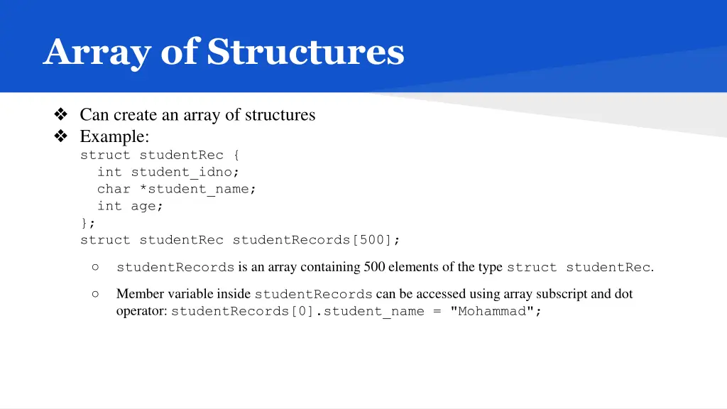 array of structures