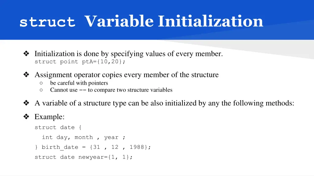 struct variable initialization