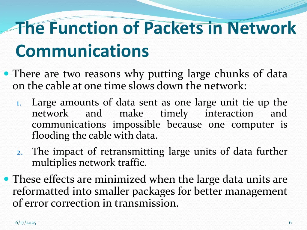 the function of packets in network communications 1
