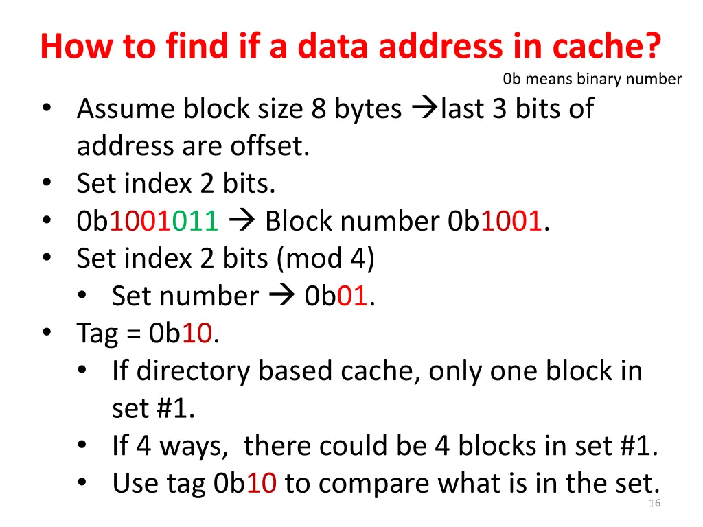 how to find if a data address in cache 1