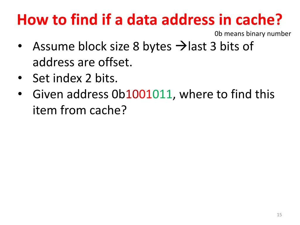 how to find if a data address in cache