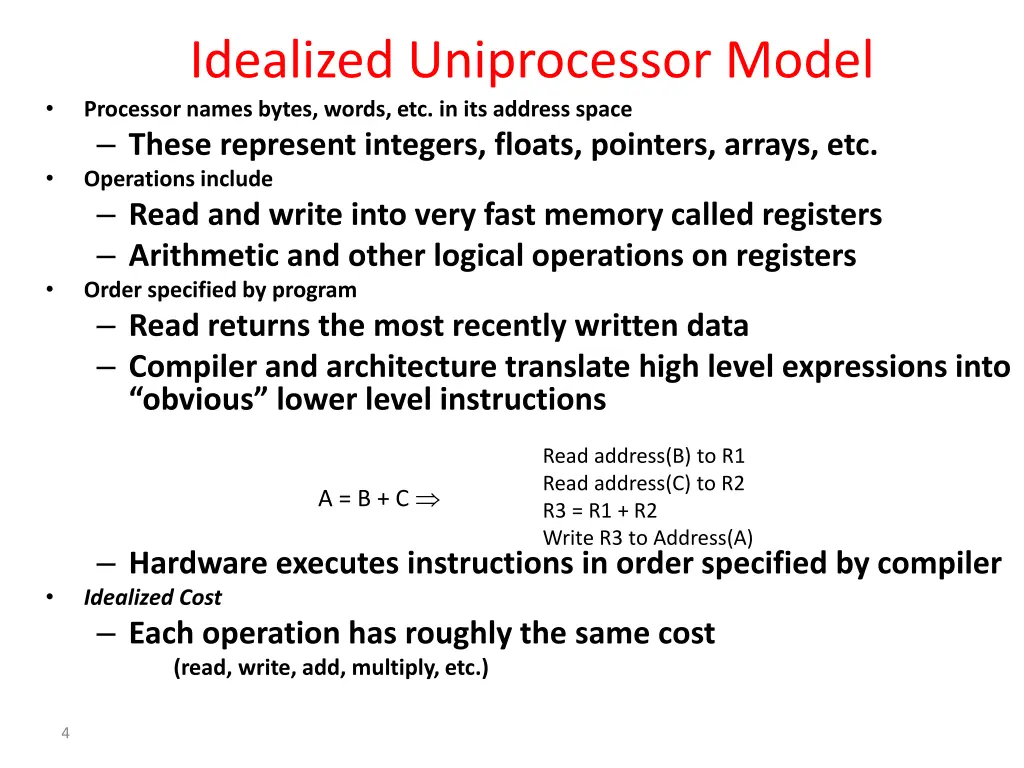 idealized uniprocessor model processor names
