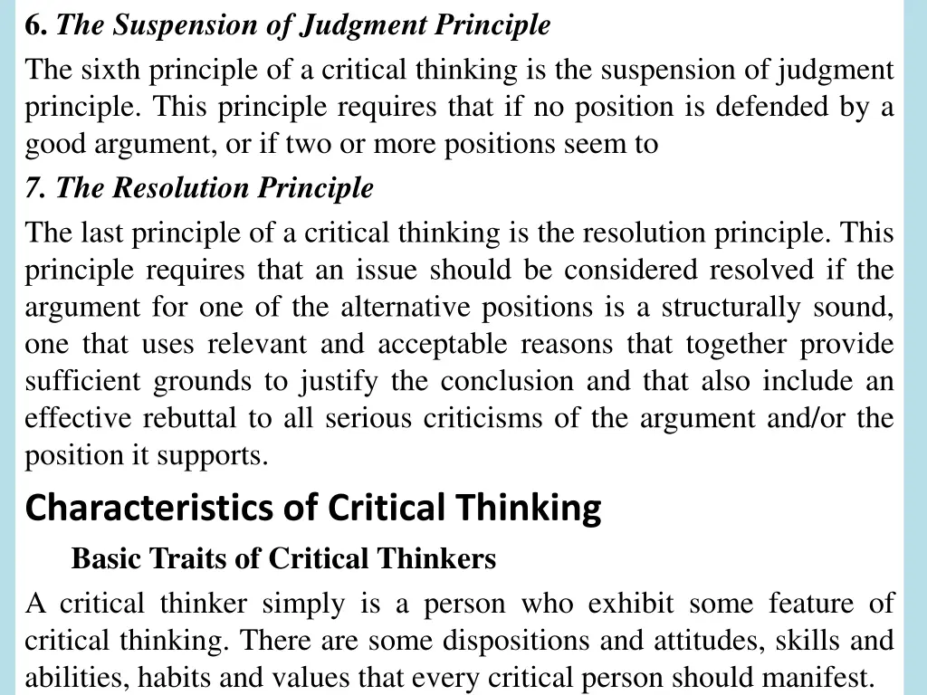 6 the suspension of judgment principle the sixth