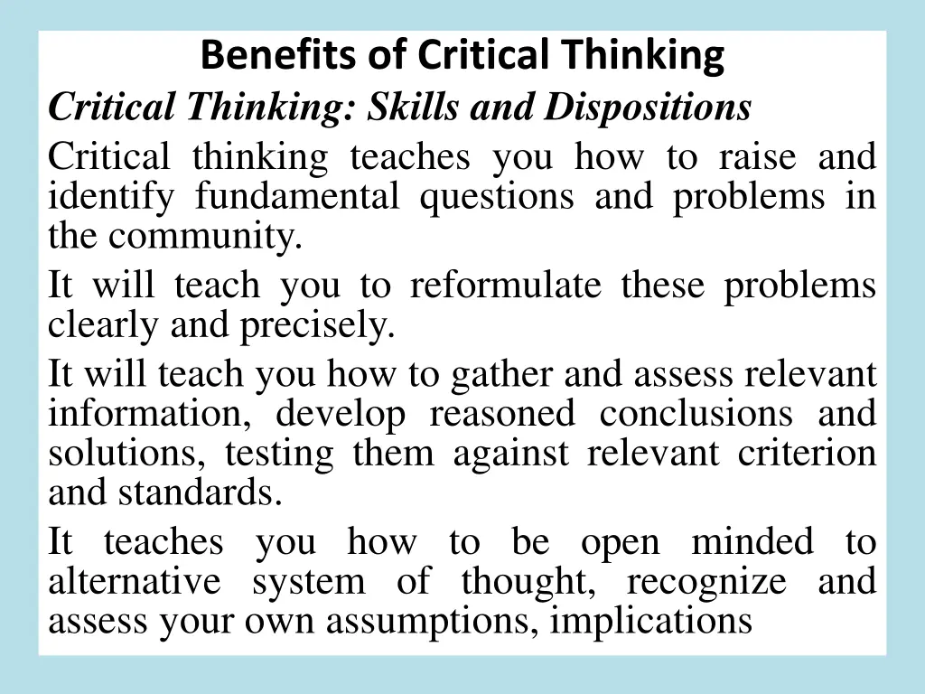benefits of critical thinking critical thinking