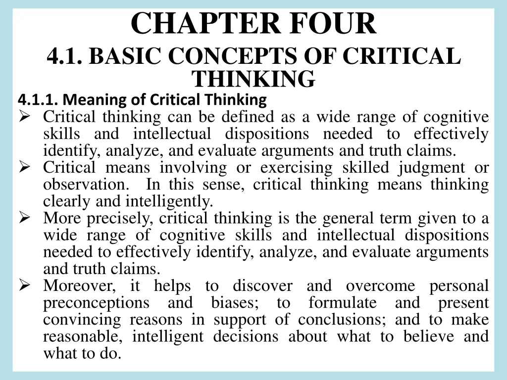 chapter four 4 1 basic concepts of critical