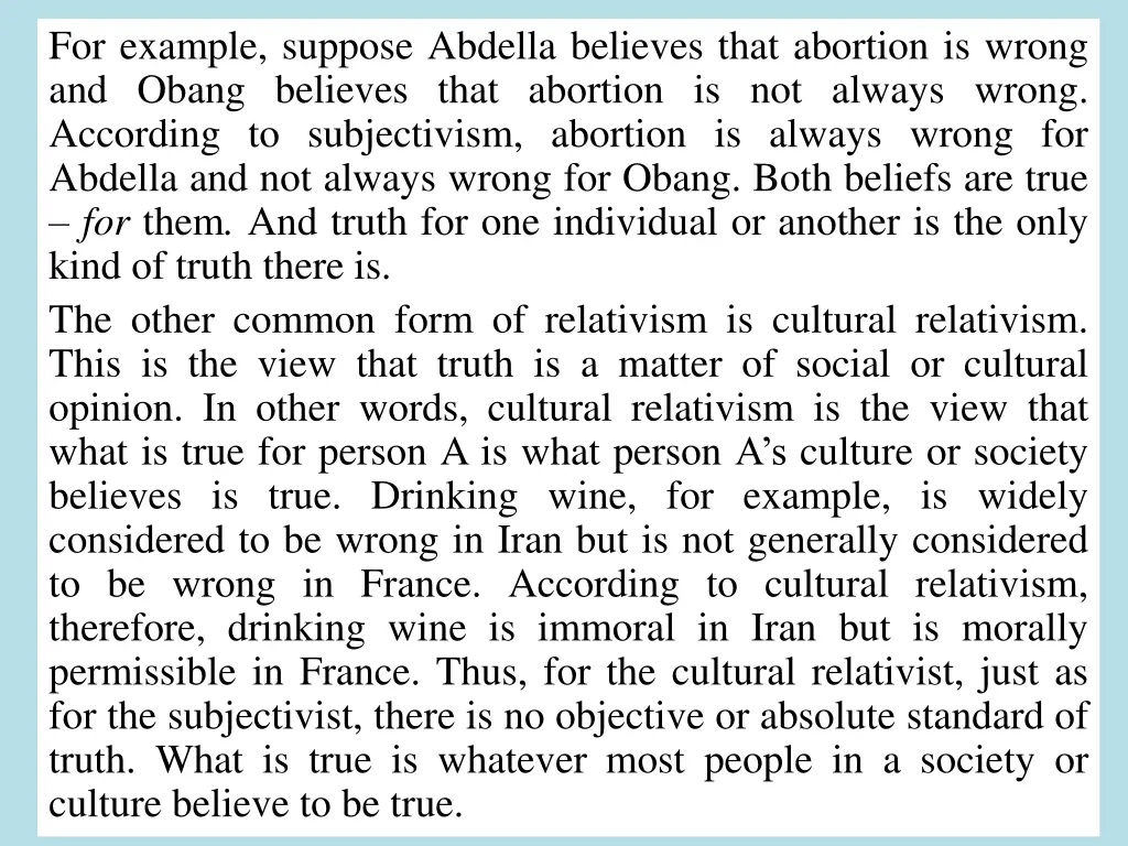 for example suppose abdella believes that