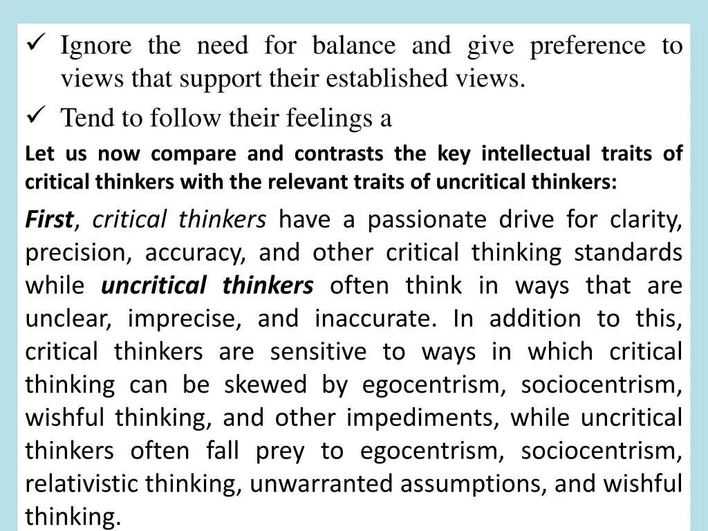 ignore the need for balance and give preference