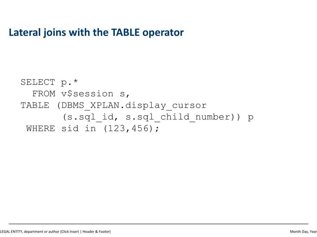 lateral joins with the table operator