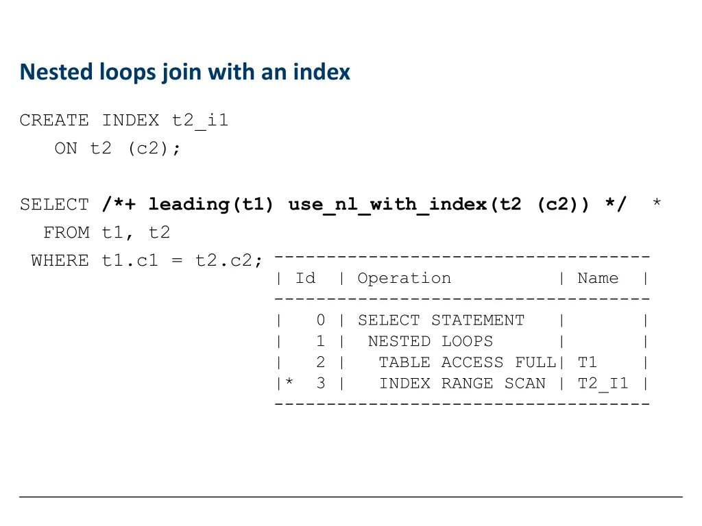 nested loops join with an index