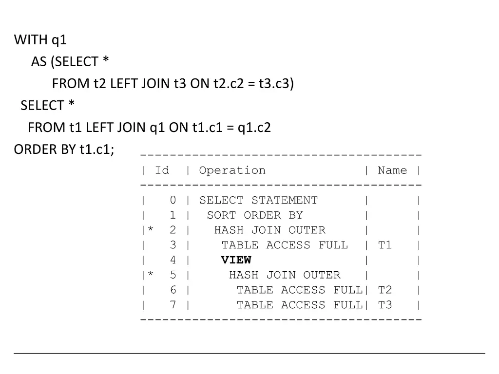with q1 as select from t2 left join