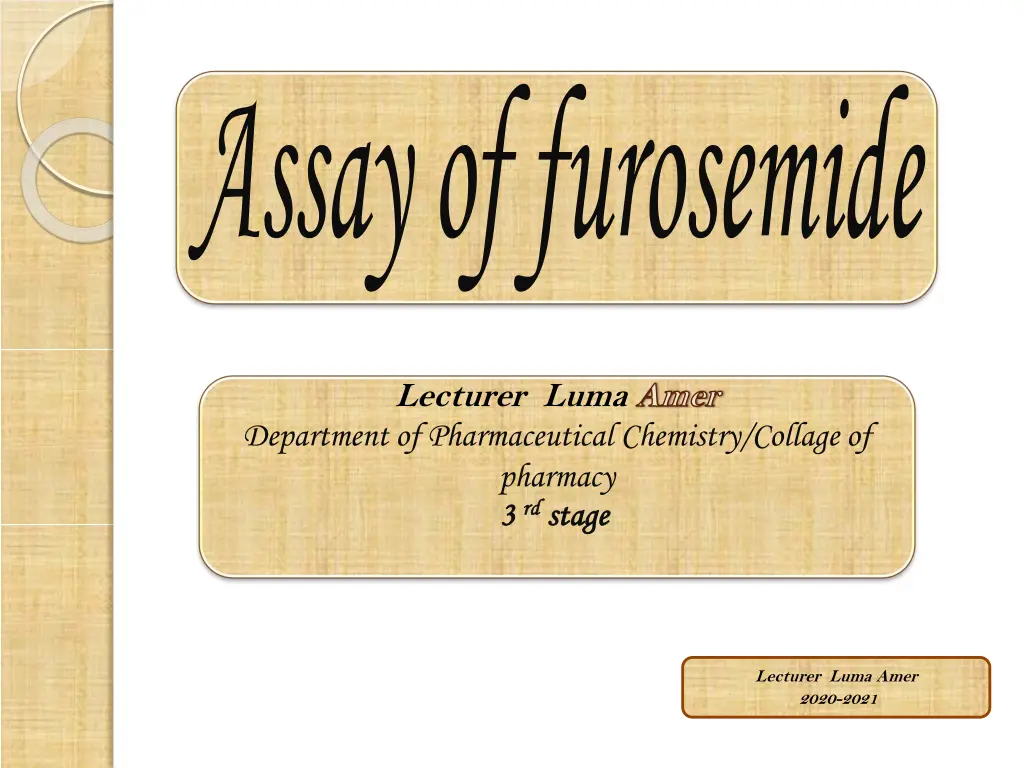 assay of furosemide