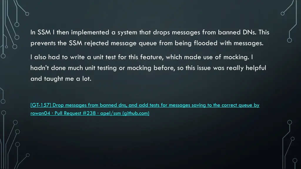 in ssm i then implemented a system that drops