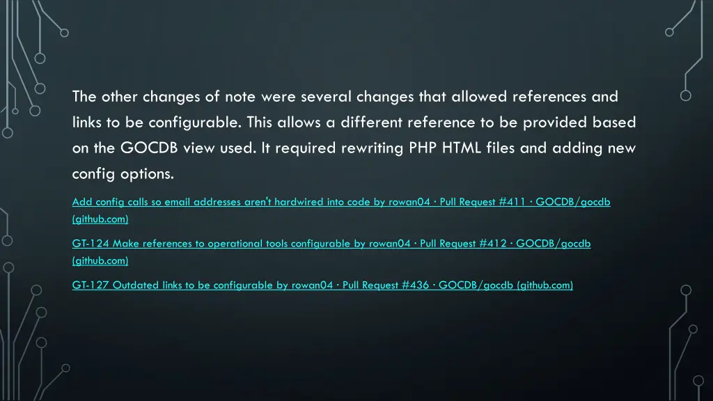 the other changes of note were several changes