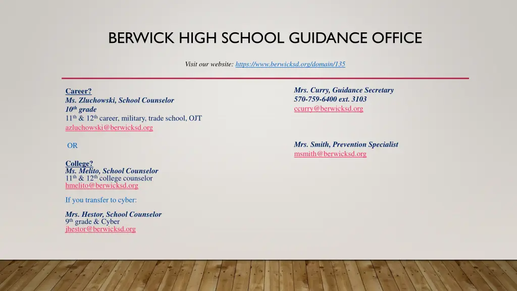 berwick high school guidance office